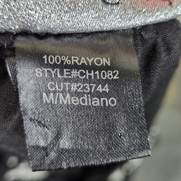 Pretty Good Size Medium Black Tunic White Embroidery Roll Tab Sleeves Back Tie - Picture 15 of 16